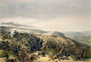 1854年11月5日、インカーマンでの警備員の2回目の突撃、「東の戦争の席」からのプレート、Colnaghi and Co.、1856年発行